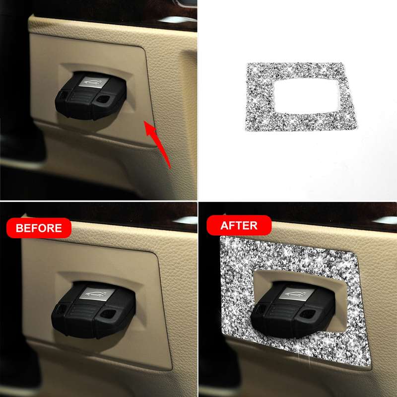 For BMW 3 Series E90 2005-2012 Car Ignition Switch Frame Diamond Decorative Sticker, Left Drive
