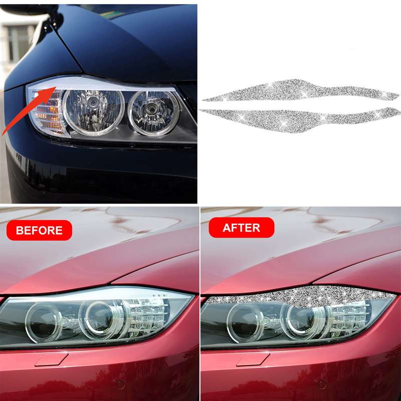For BMW 3 Series E90 / 318i / 320i / 325i 2005-2008 Car Light Eyebrow Diamond Decorative Sticker