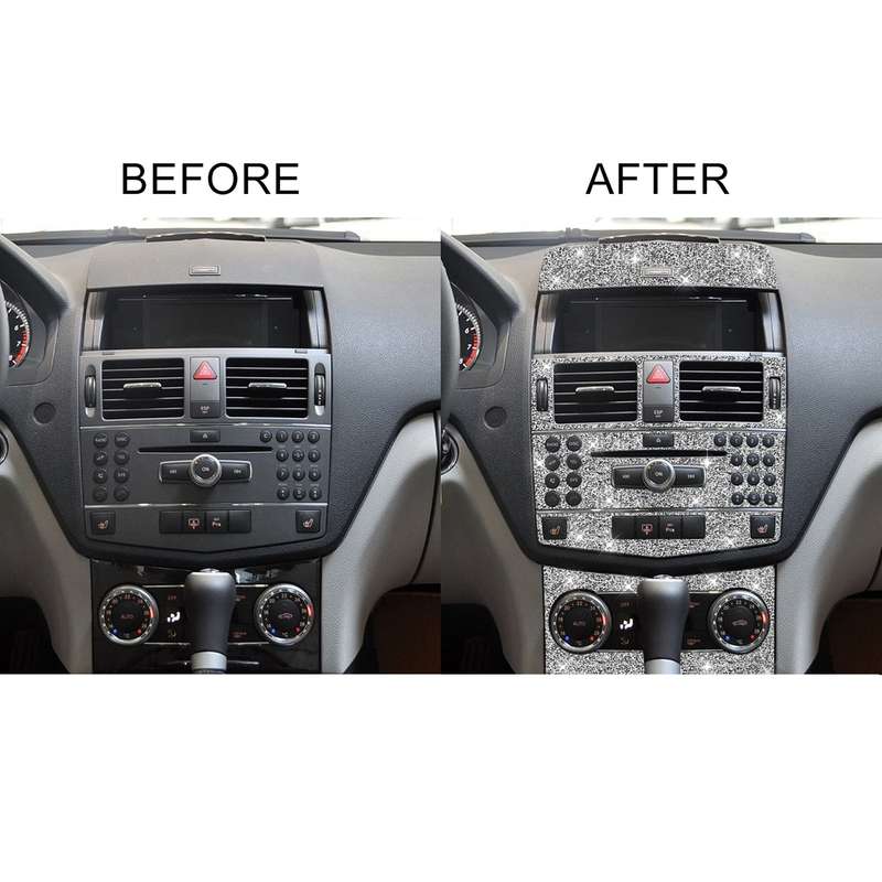 For Mercedes-Benz C-class W204 2007-2010 Car Gear Set Diamond Decorative Sticker, Left and Right Dri