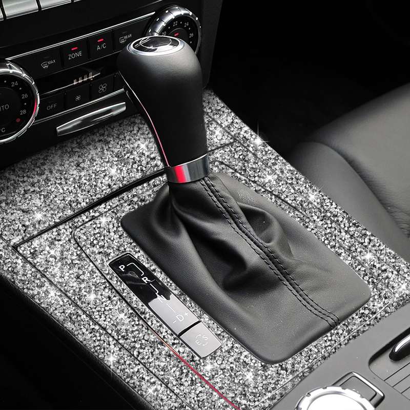 For Mercedes-Benz C-class W204 2007-2013 Car Gear Set Diamond Decorative Sticker, Left-hand Drive