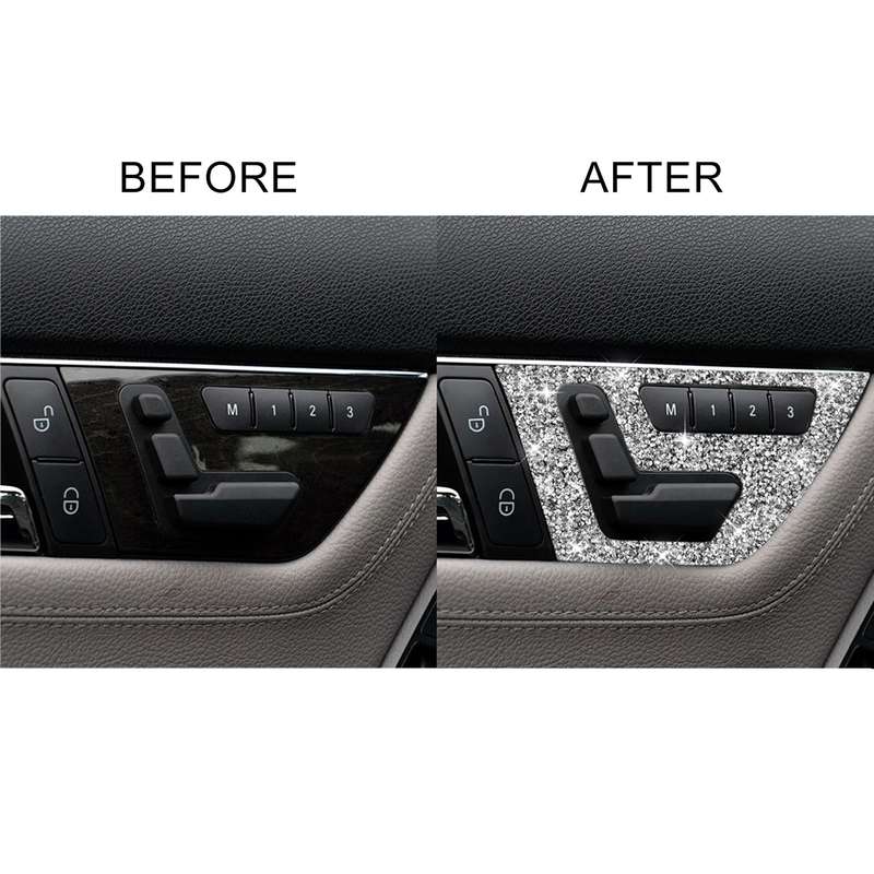 For Mercedes-Benz C-class W204 2007-2013 Car Seat Adjustment B Diamond Decorative Sticker, Left and