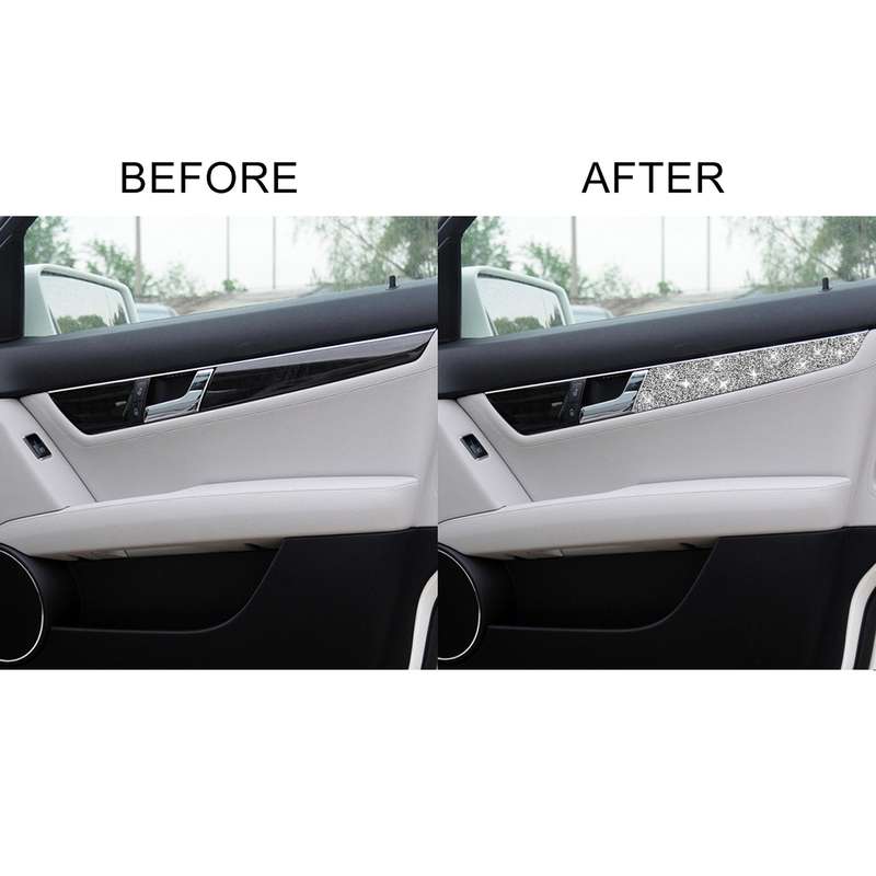 For Mercedes-Benz C-class W204 2007-2013 Car Door Panel Diamond Decorative Sticker, Left and Right D