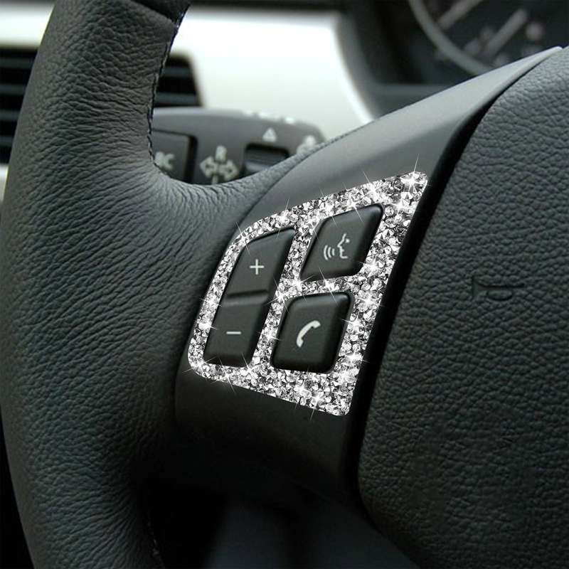 For BMW 3 Series E90 2005-2012 Car Steering Wheel Button Panel Diamond Decorative Sticker