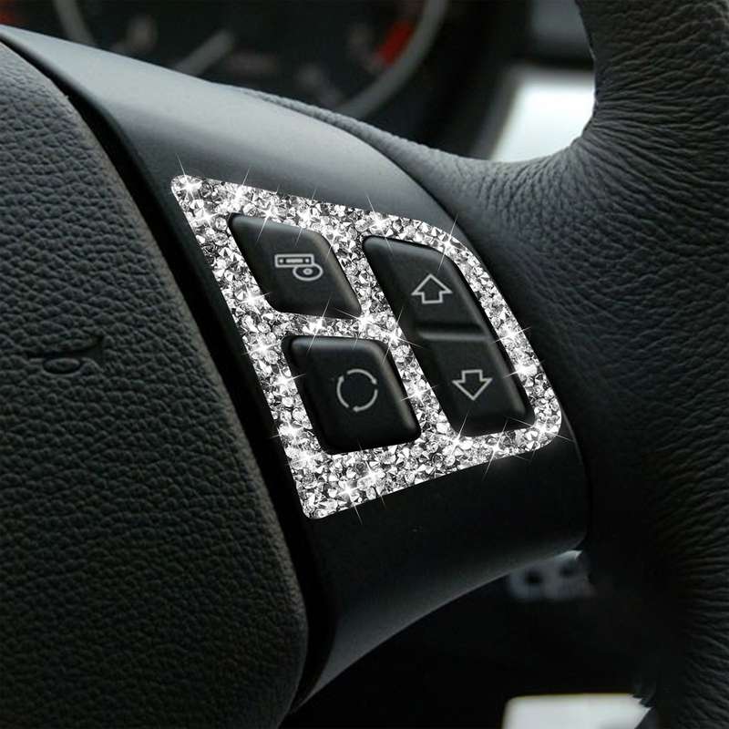 For BMW 3 Series E90 2005-2012 Car Steering Wheel Button Panel Diamond Decorative Sticker