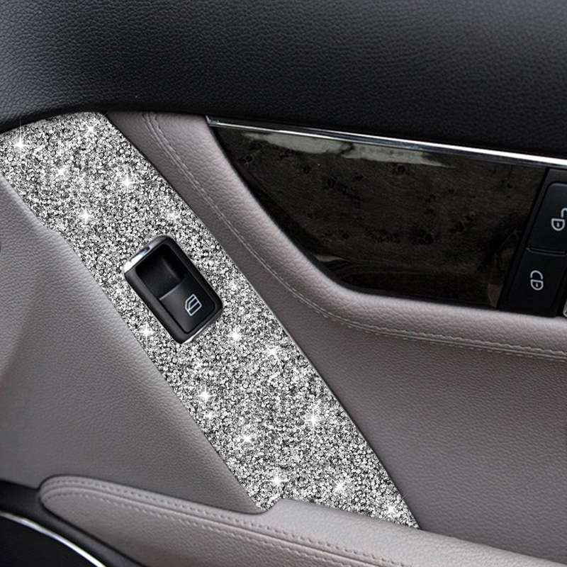 For Mercedes-Benz C-class W204 2007-2013 Car Window Lift Diamond Decorative Sticker, Left Drive