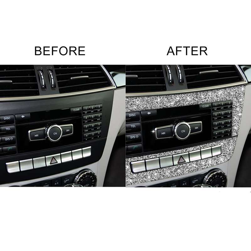 For Mercedes-Benz C-class W204 2011-2013 Car Central Control CD Panel Diamond Decorative Sticker, Le