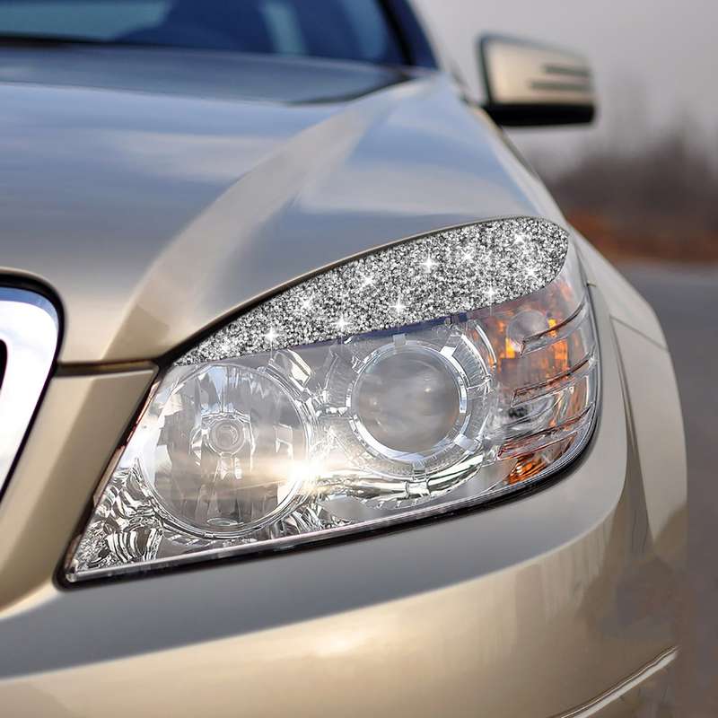 For Mercedes-Benz C-class W204 2008-2011 Car Light Eyebrow Diamond Decorative Sticker, Left and Righ