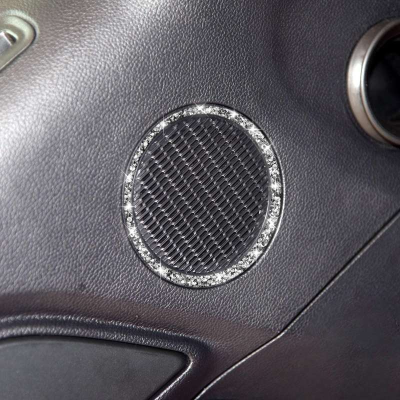 For Ford Mustang 2015-2020 Car Horn Circle Diamond Decoration Sticker, Left and Right Drive