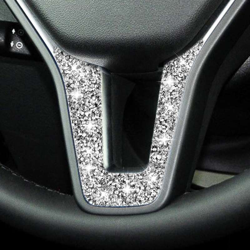 For Mercedes-Benz W204 Car Steering Wheel Diamond Decorative Sticker, Left and Right Drive