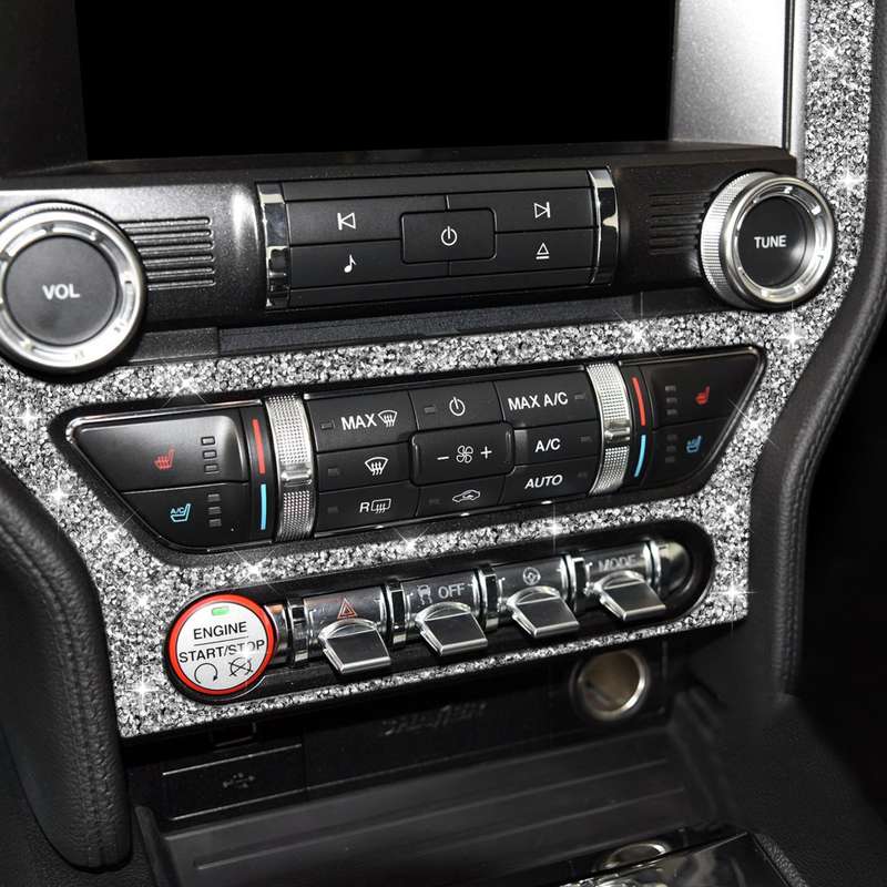 For Ford Mustang 2015-2020 Car CD Panel Diamond Decoration Sticker, Left and Right Drive