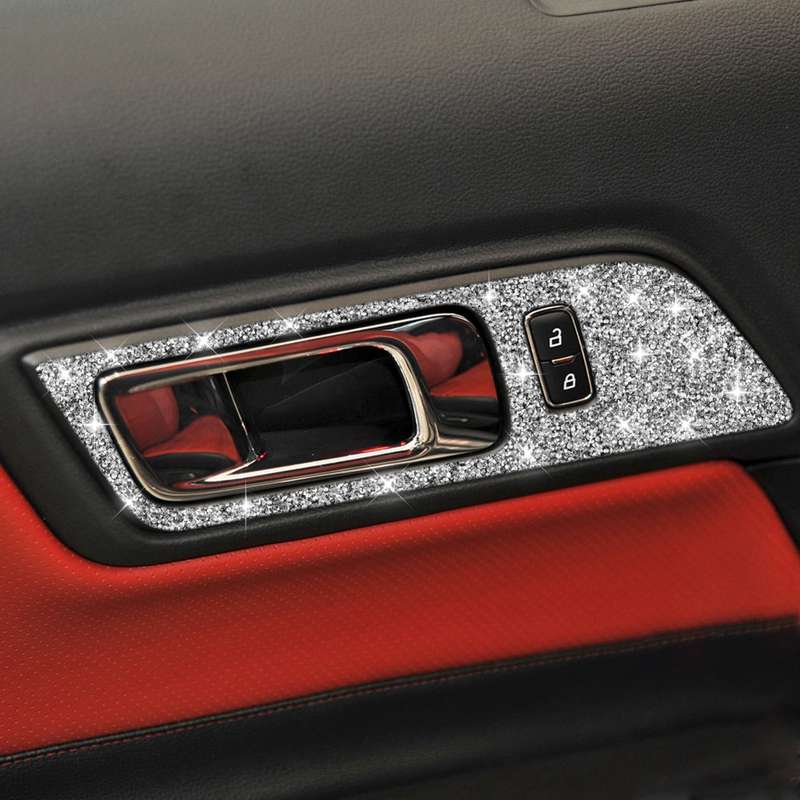 For Ford Mustang 2015-2020 Car Door Inner Handle Panel Diamond Decoration Sticker, Left and Right Dr