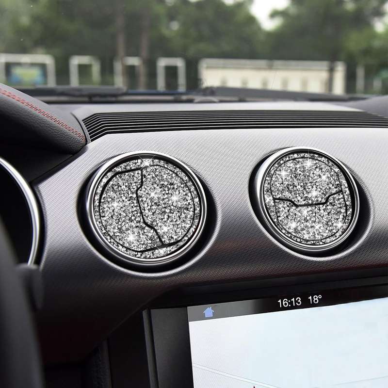 For Ford Mustang 2015-2020 9 in 1 Car Air Outlet Diamond Decoration Sticker, Left and Right Drive