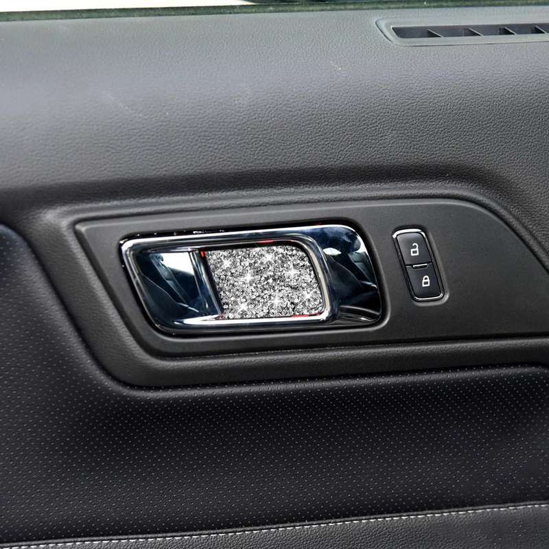 For Ford Mustang 2015-2020 Car Inner Door Bowl Panel Diamond Decoration Sticker, Left and Right Driv