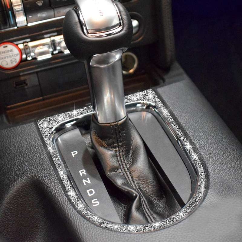 For Ford Mustang 2015-2020 Car Gear Shift Outer Ring Diamond Decoration Sticker, Left and Right Driv