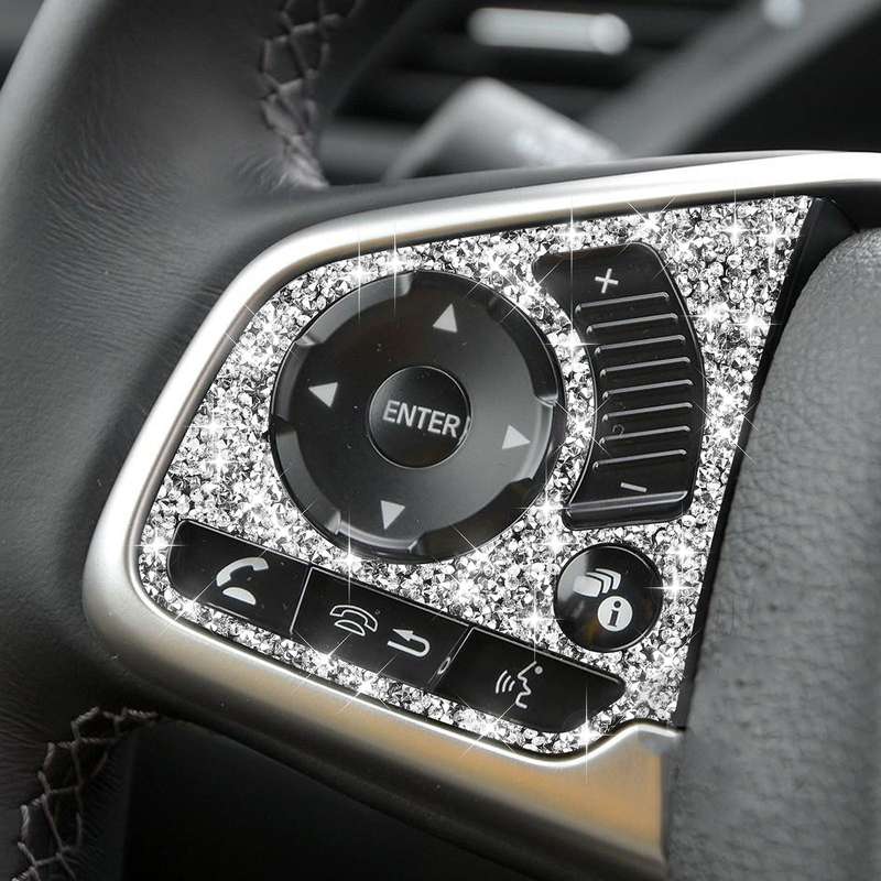 For Honda Civic 2016-2019 Car Steering Wheel Buttons Middle Configuration Diamond Decorative Sticker