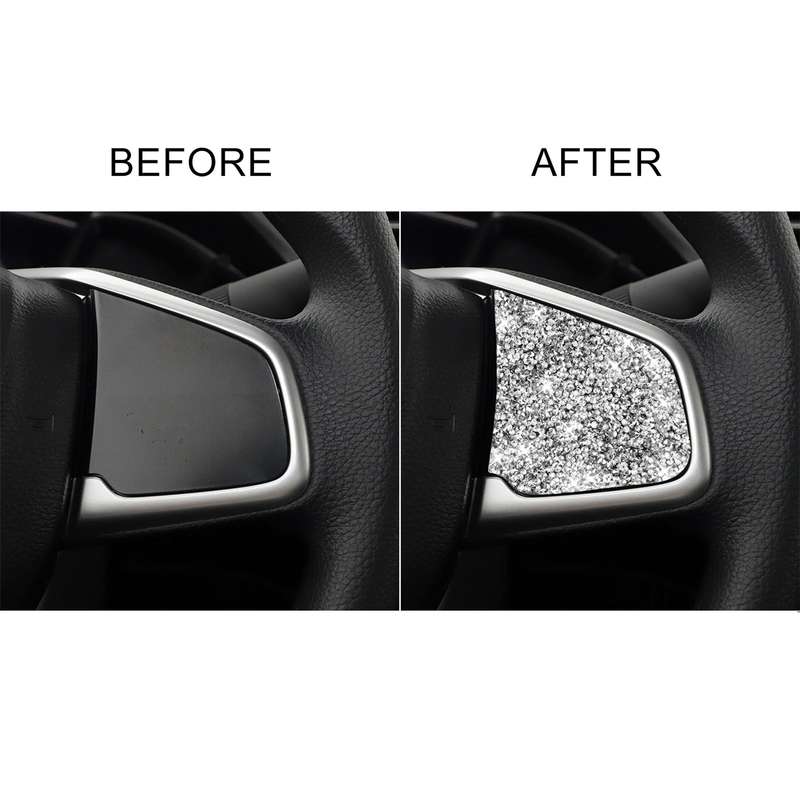 For Honda Civic 2016-2019 Car Steering Wheel Buttons Low Configuration Diamond Decorative Sticker, L