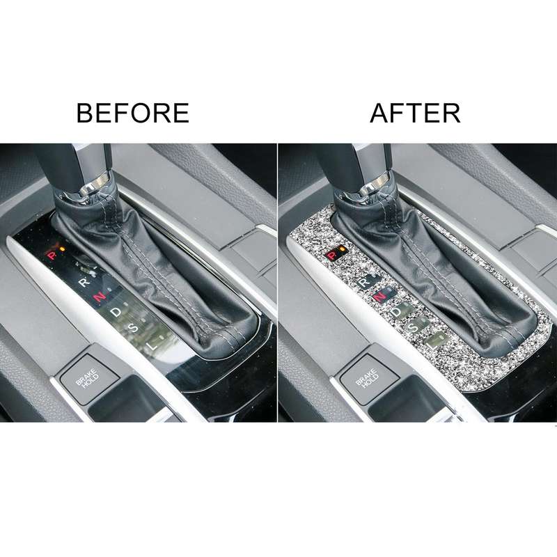 For Honda Civic 2016-2019 Car Gear Button Frame Diamond Decorative Sticker, Left-hand Drive