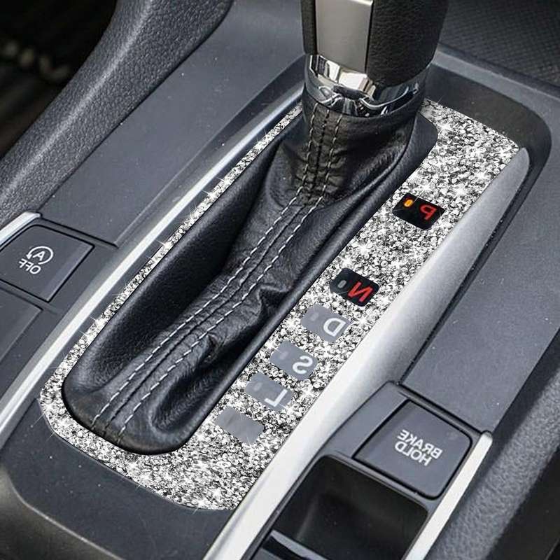 For Honda Civic 2016-2019 Car Gear Button Frame Diamond Decorative Sticker, Right-hand Drive