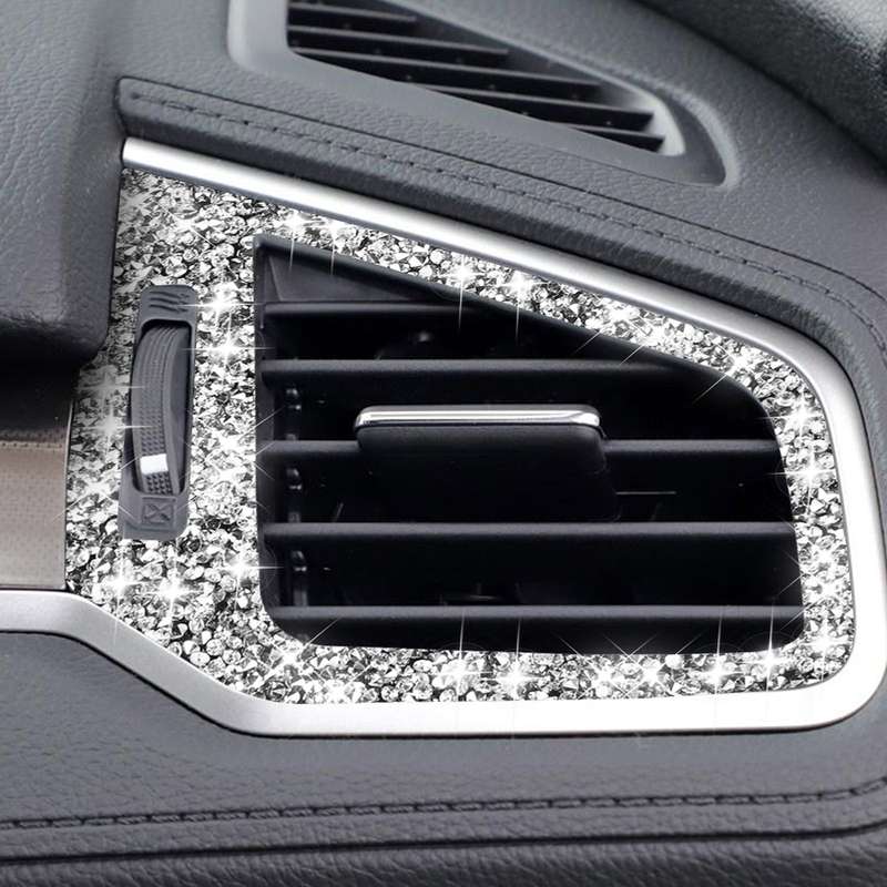For Honda Civic 2016-2019 Car Left and Right Air Outlets Diamond Decorative Sticker, Left-hand Drive