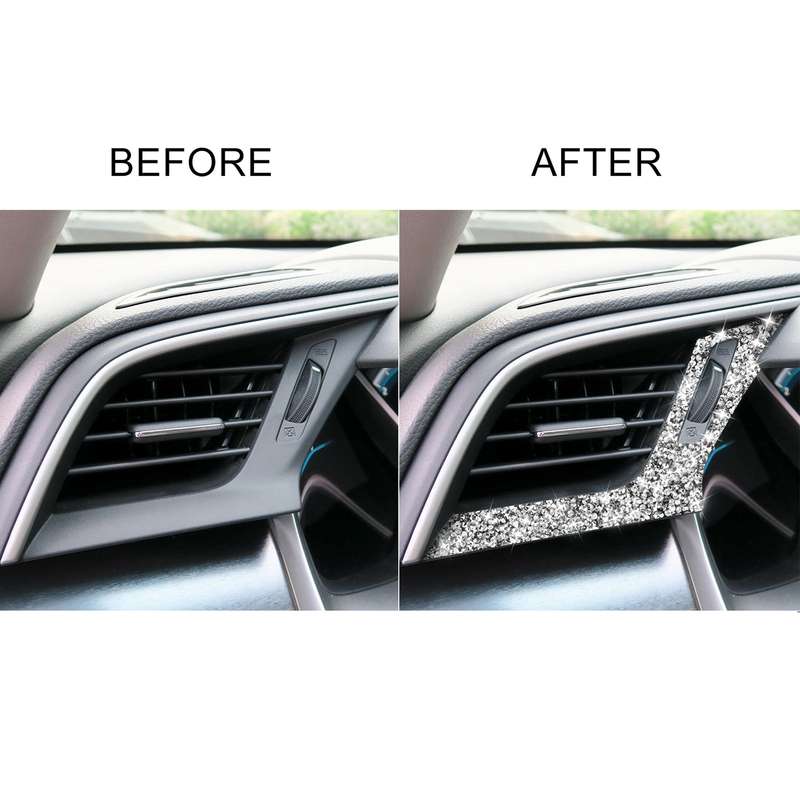 For Honda Civic 2016-2019 Car Left and Right Air Outlets Diamond Decorative Sticker, Left-hand Drive