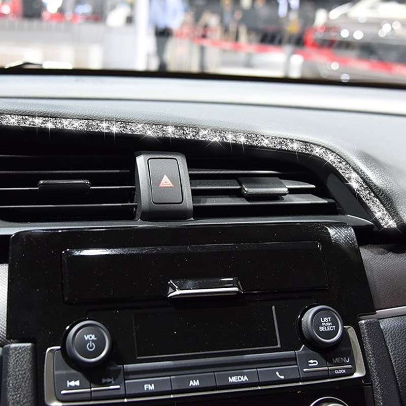 For Honda Civic 2016-2019 Car Central Control Air Outlets Upper Diamond Decorative Sticker, Left-han