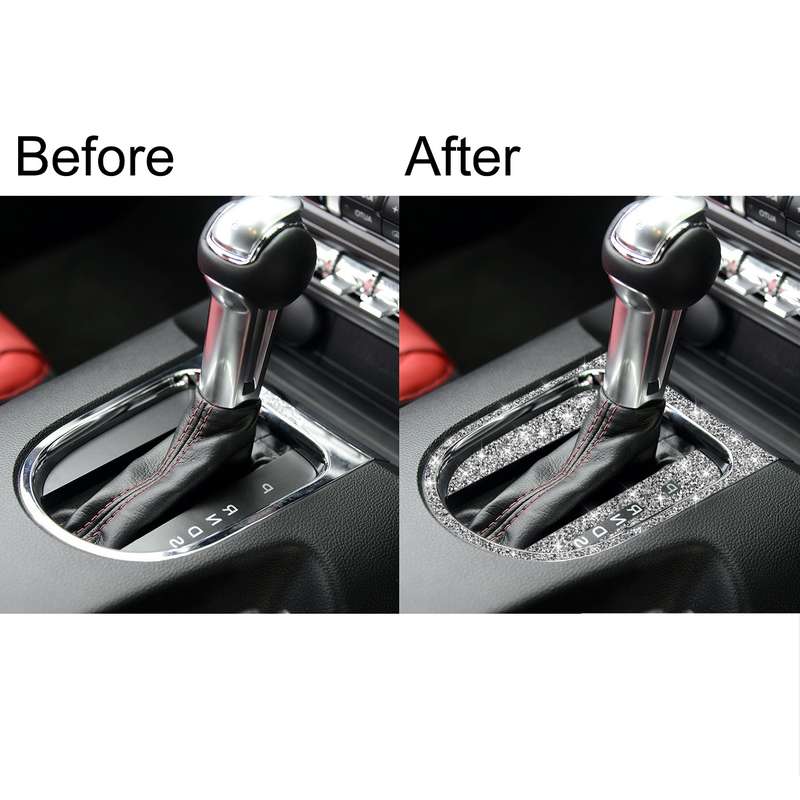For Ford Mustang 2015-2020 3pcs Car Gear Shift Outer Ring Diamond Decoration Sticker, Right Drive
