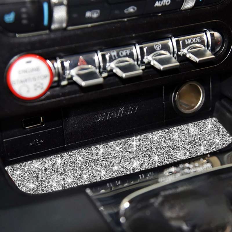 For Ford Mustang 2015-2020 Car Water Cup Holder Upper Diamond Decoration Sticker, Left and Right Dri