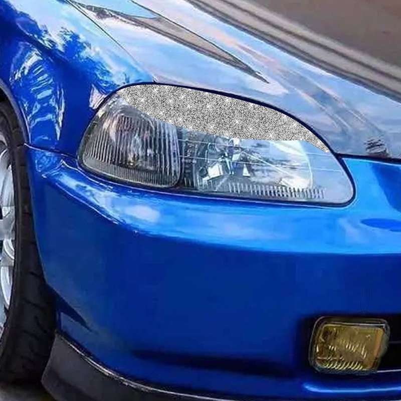 For Honda Civic 1999-2000 Car Light Eyebrow Diamond Decorative Sticker, Left and Right Drive