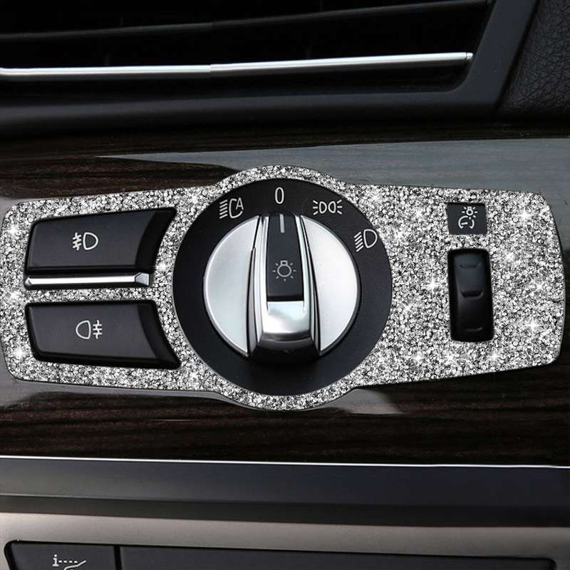 For BMW F10 Car Headlight Switch Diamond Decorative Sticker, Left and Right Drive
