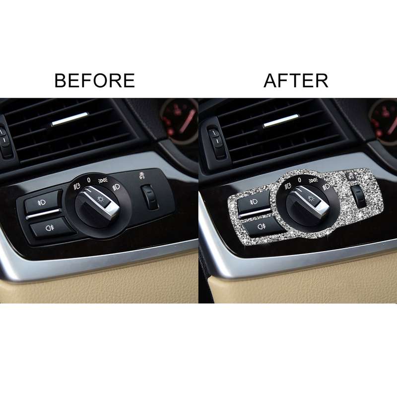 For BMW F10 Car Headlight Switch Diamond Decorative Sticker, Left and Right Drive