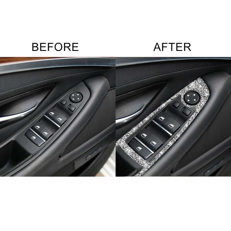 For BMW F10 5 Series 2011-2018 Car Window Lift Switch Diamond Decorative Sticker, Left-hand Drive