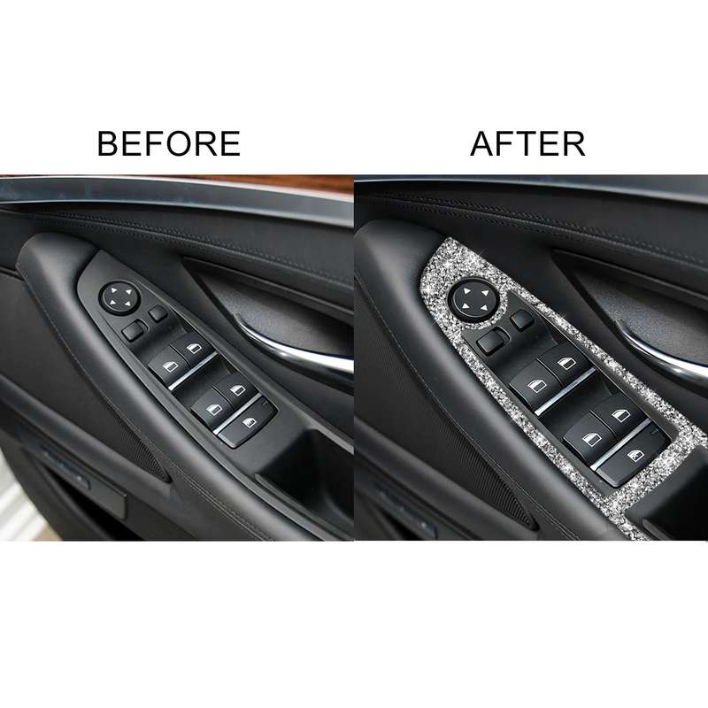 For BMW F10 5 Series 2011-2018 Car Window Lift Switch Diamond Decorative Sticker, Right-hand Drive