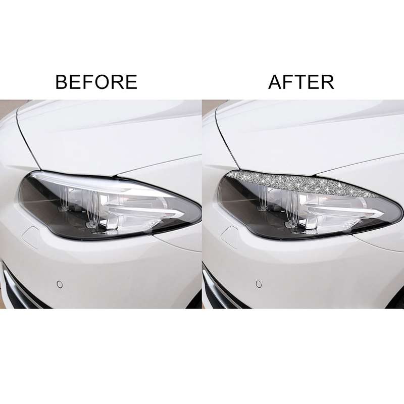 For BMW F10 5 Series 2010-2013 Car Light Eyebrow Diamond Decorative Sticker, Left and Right Drive