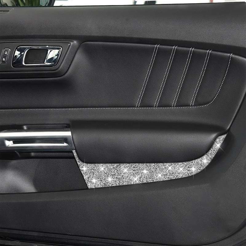 For Ford Mustang 2015-2020 Car Front Door Panel Diamond Decoration Sticker, Left and Right Drive