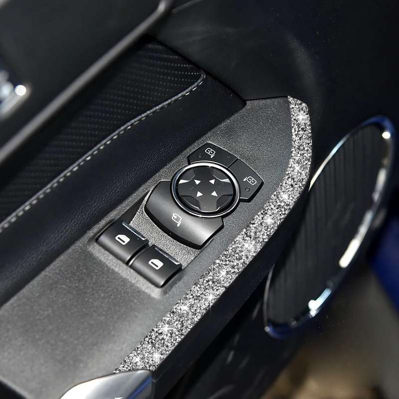 For Ford Mustang 2015-2020 Car Window Lift Side Diamond Decoration Sticker, Left and Right Drive