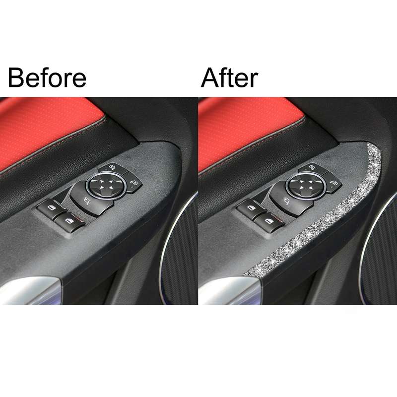 For Ford Mustang 2015-2020 Car Window Lift Side Diamond Decoration Sticker, Left and Right Drive