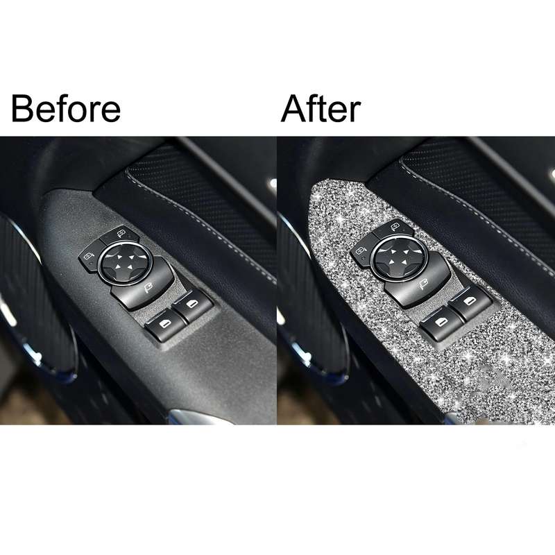 For Ford Mustang 2015-2020 4pcs Car Window Lift Panel Diamond Decoration Sticker, Right Drive
