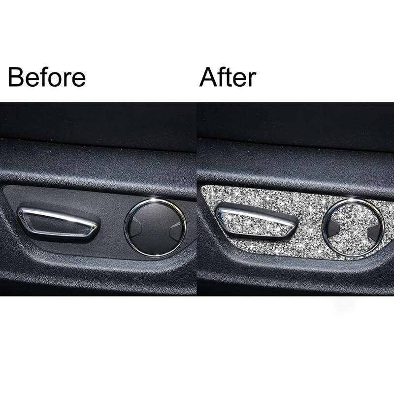 For Ford Mustang 2015-2020 Car Seat Adjustment Button Diamond Decoration Sticker, Left Drive