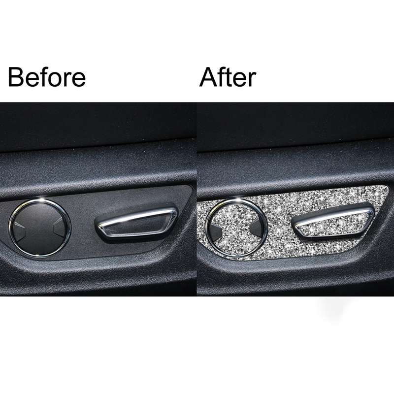 For Ford Mustang 2015-2020 Car Seat Adjustment Button Diamond Decoration Sticker, Right Drive