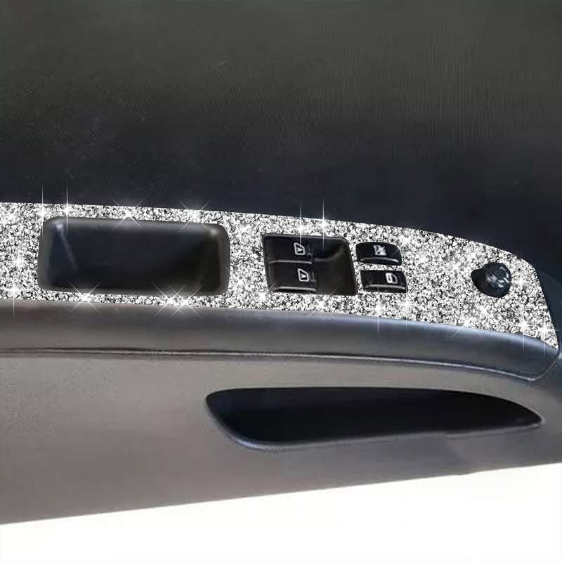 For Nissan 350Z 2003-2009 2pcs Car Glass Lift Diamond Decorative Sticker, Left Drive