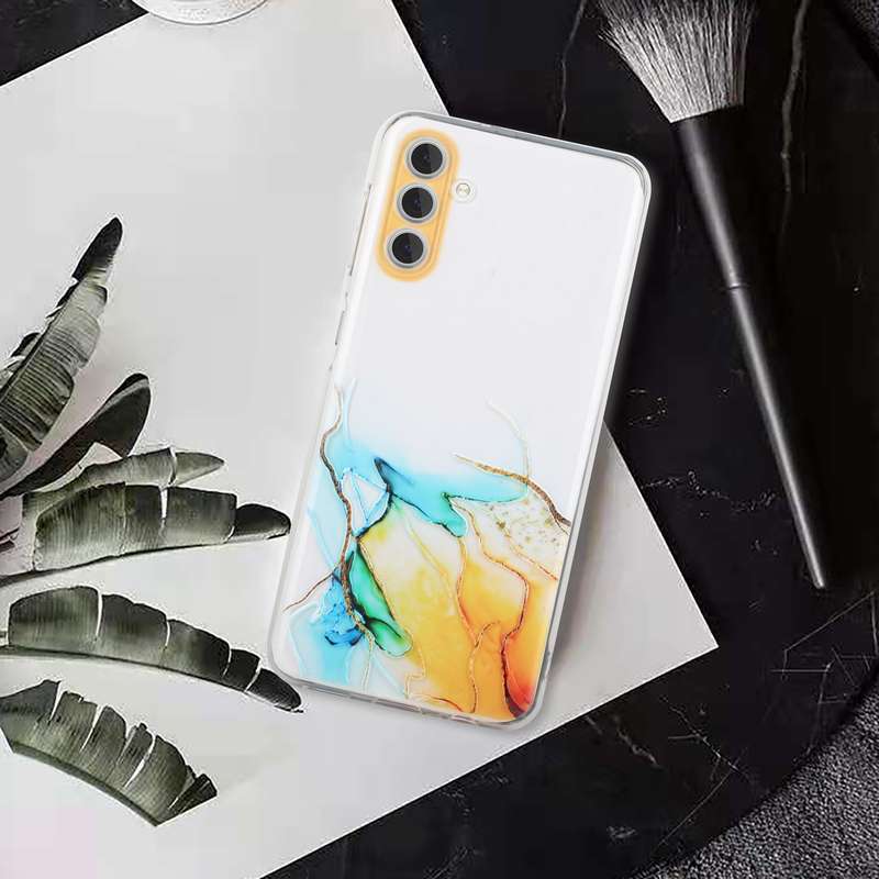For Samsung Galaxy A25 5G Hollow Marble Pattern TPU Phone Case(Yellow)