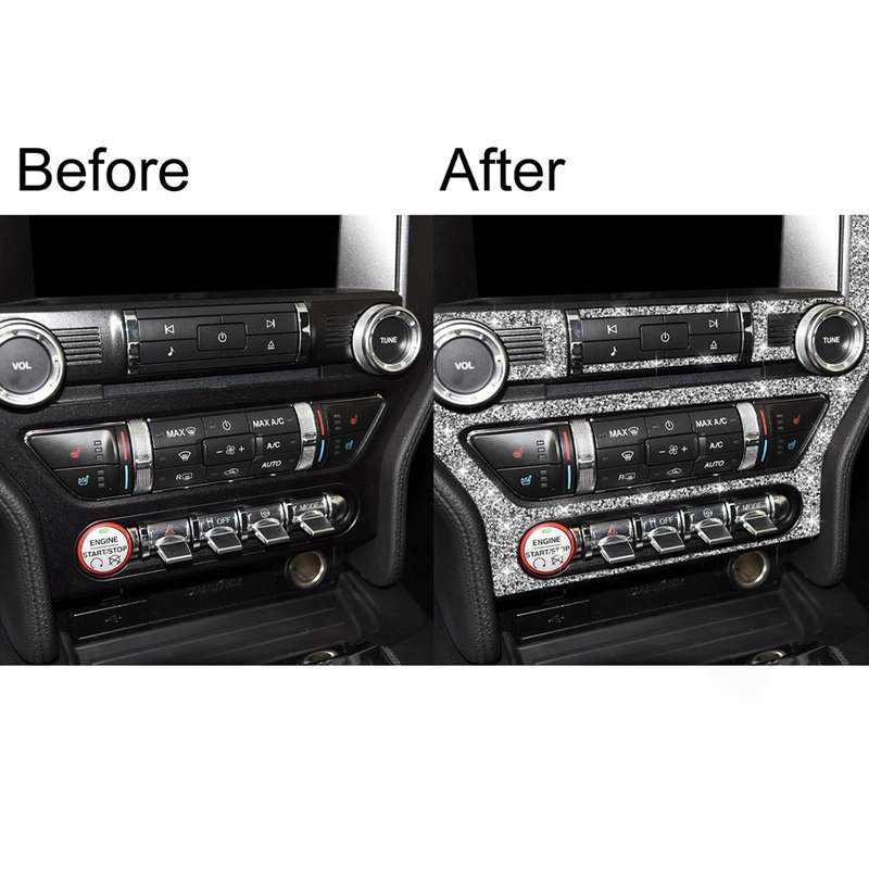 For Ford Mustang 2015-2020 Car Central Control CD Frame Diamond Decoration Sticker, Left and Right D