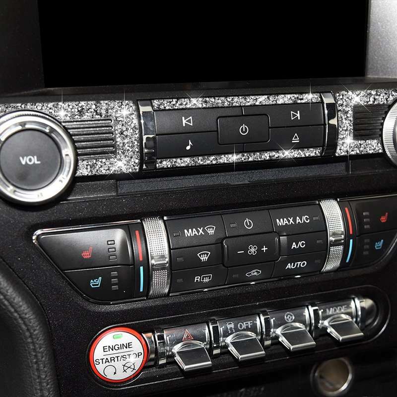 For Ford Mustang 2015-2020 Car Central Control CD Diamond Decoration Sticker, Left and Right Drive