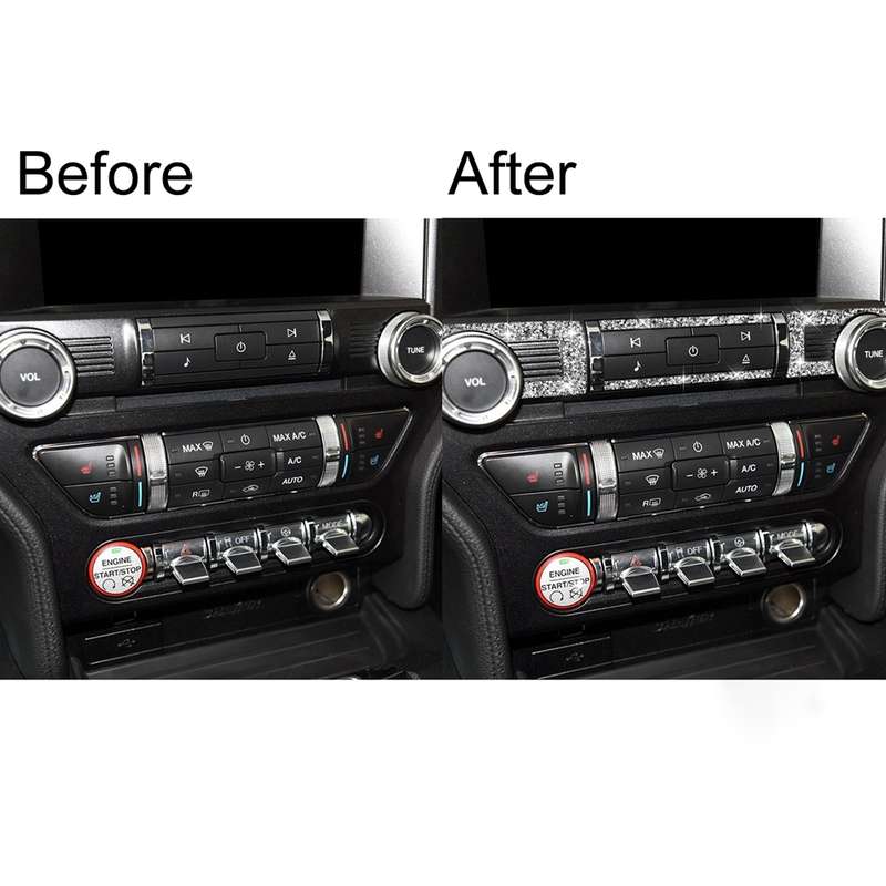 For Ford Mustang 2015-2020 Car Central Control CD Diamond Decoration Sticker, Left and Right Drive