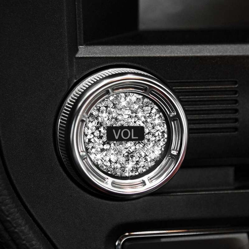 For Ford Mustang 2015-2020 2pcs Car Volume Button Diamond Decoration Sticker, Left and Right Drive