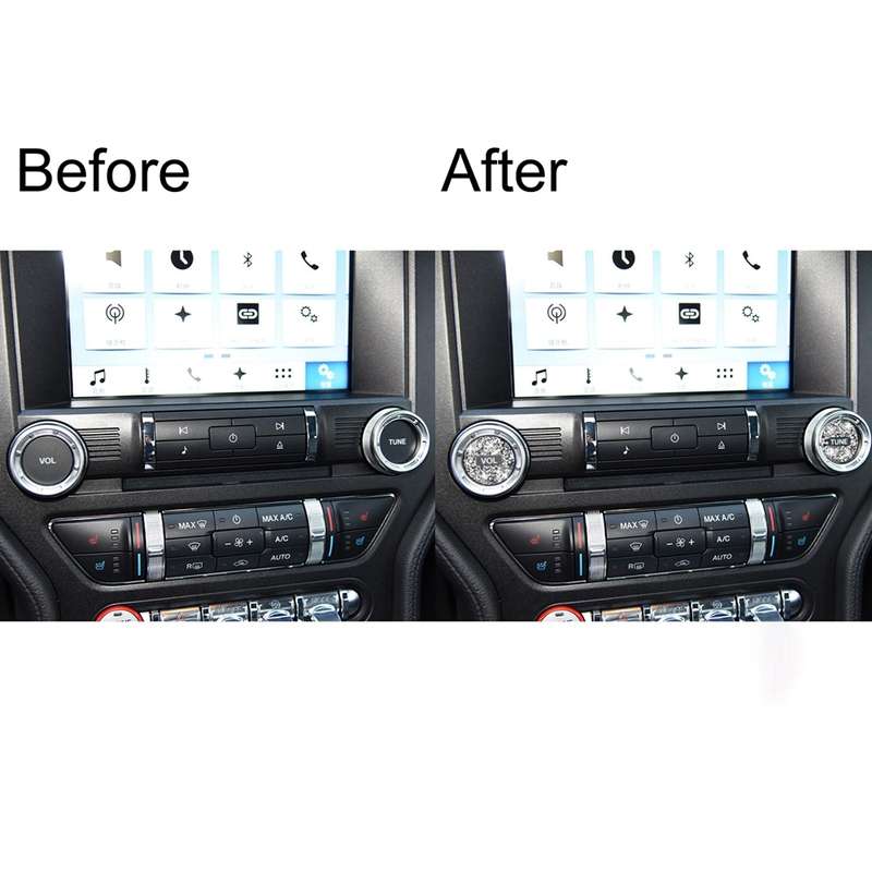 For Ford Mustang 2015-2020 2pcs Car Volume Button Diamond Decoration Sticker, Left and Right Drive