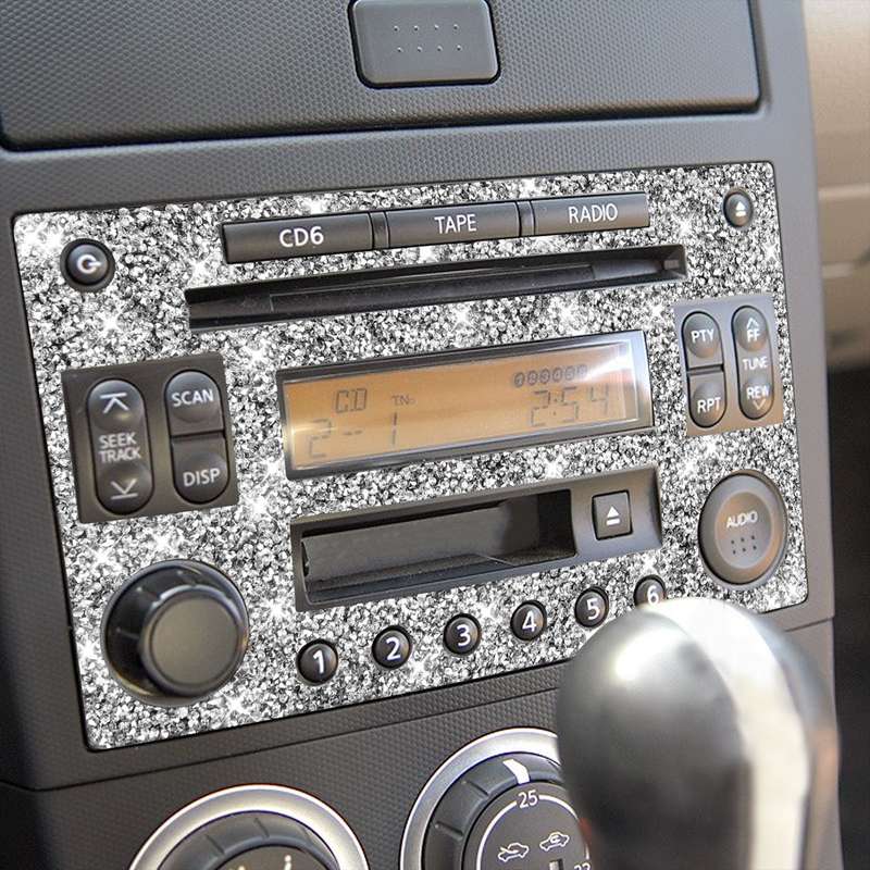 For Nissan 350Z 2003-2009 Car CD Radio Play Panel Diamond Decorative Sticker,Left and Right Drive Un
