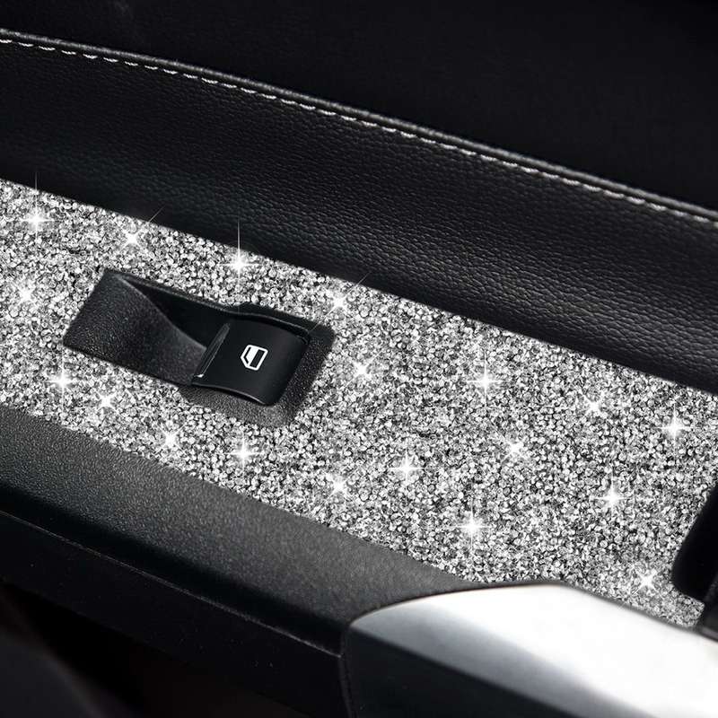 For Ford Mustang 2015-2020 Car Door Lift Panel B Diamond Decoration Sticker, Left Drive