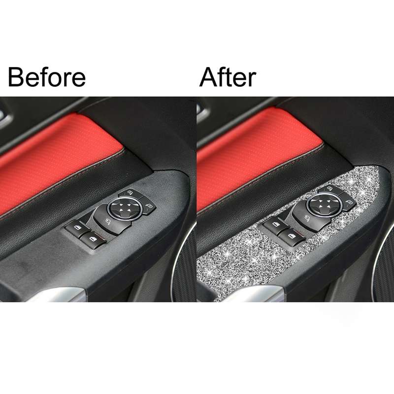 For Ford Mustang 2015-2020 Car Door Lift Panel B Diamond Decoration Sticker, Left Drive