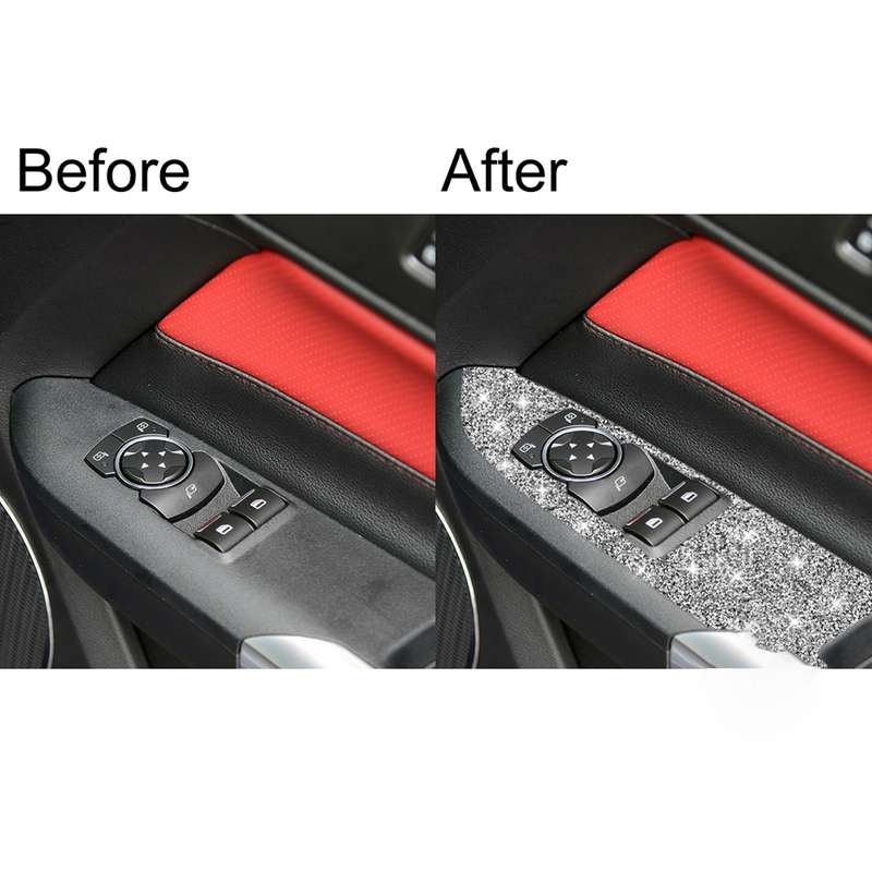 For Ford Mustang 2015-2020 Car Door Lift Panel B Diamond Decoration Sticker, Right Drive